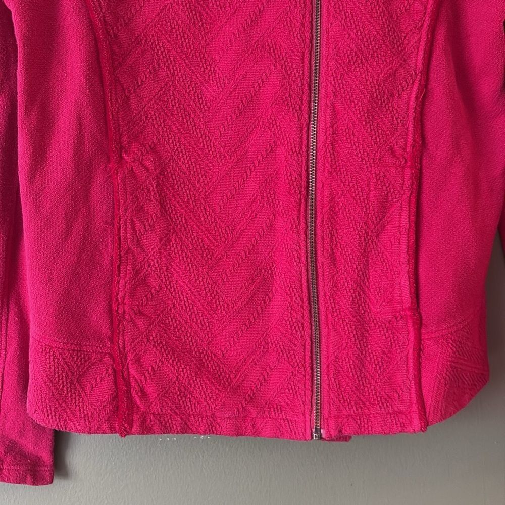 NWT Lucky Brand Pink Embroidered Distressed Zip Blazer Jacket Sz L - Picture 4 of 9